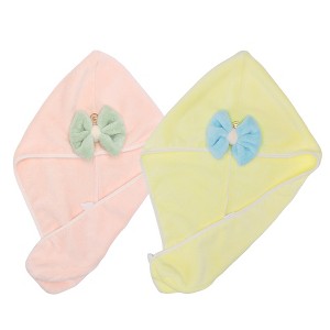 Unique Bargains Women's Bow Hair Drying Towel 2 Pcs - 1 of 4