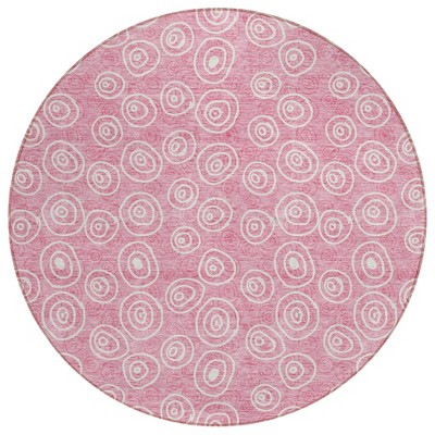 Pink And Ivory Geometric Washable Indoor Outdoor Area Rug