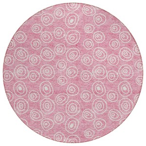 Pink And Ivory Geometric Washable Indoor Outdoor Area Rug - 1 of 4