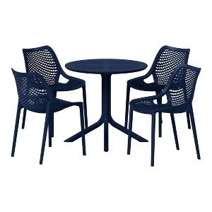 WestinTrends Playa 5-Piece Modern Round Patio Dining Table Set with Stackable Patio Dining Chairs - 1 of 4