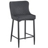 HomeRoots Set of Two 30" Gray and Black Faux Leather and Metal Low Back Bar Height Bar Chairs - 4 of 4