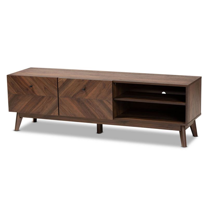Hartman Wood TV Stand for TVs up to 60&#34; Walnut Brown - Baxton Studio, 5 of 13