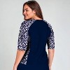 Calypsa Women's Plus Size Loose Fit 3/4 Sleeve Rash Guard UPF 50+ Margaux Swim Top - 2 of 2
