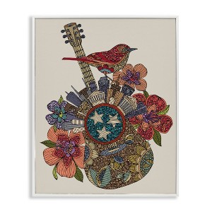 Stupell Industries Nashville Music City Detailed Floral Pattern Guitar Black Framed Giclee Art - 1 of 4