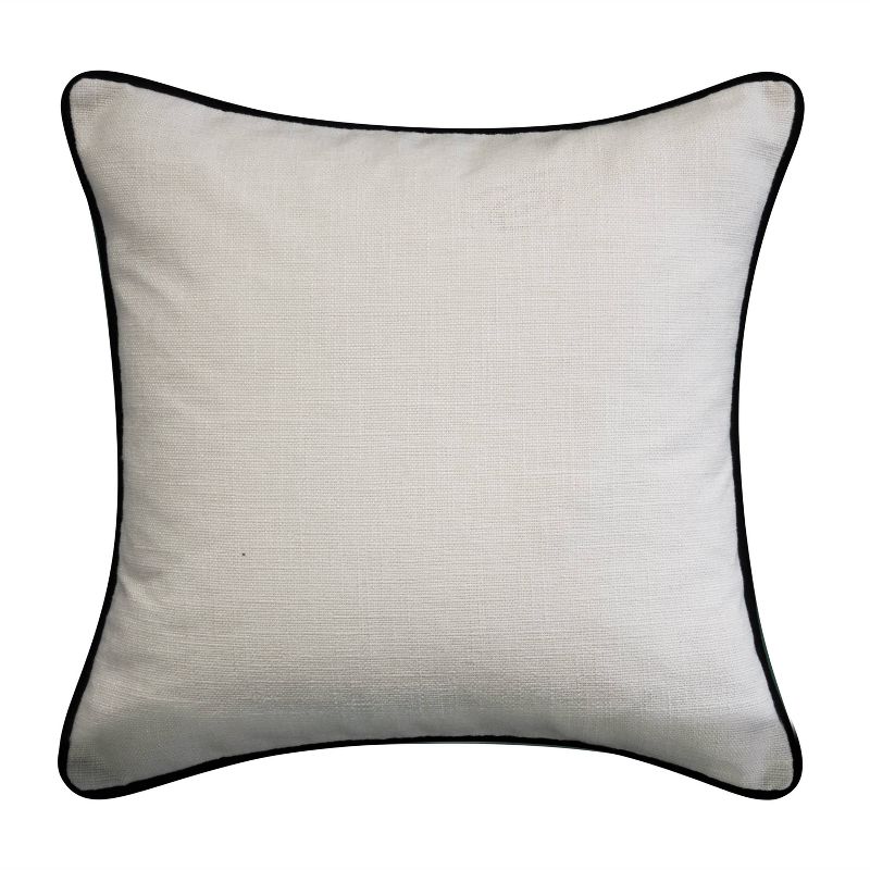17"x17" Embroidered Poly Linen Square Throw Pillow Cream - Edie@Home, 5 of 9