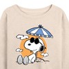 Women's - Peanuts - Snoopy's Beach Day Lightweight French Terry Wide Neck Long Sleeve Shirt - 2 of 4