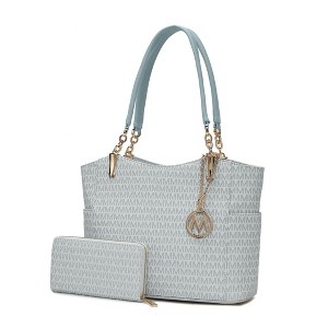 MKF Collection Savannah M Logo Printed Vegan Leather Women’s Tote and Wristlet Wallet by Mia K- 2 pieces - 1 of 4