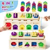 4-in-1 Wooden Sorting and Stacking Toy Box with Shape Sorter and Fishing Game for Ages 3+ - 3 of 4