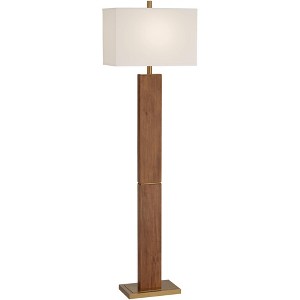 Possini Euro Design Possini Euro Walnut Grove 64" Solid Wood Column Floor Lamp with Dimmer - 1 of 4