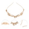 Unique Bargains Women's Cute Flower Pearl Headbands Gold Tone 1 Pc - 3 of 4