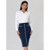 INSPIRE CHIC Women's High Waist Business Work Tweed Trim Button Decor Bodycon Skirts - 2 of 4