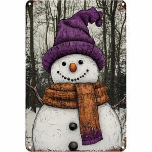 Lomsoe Christmas Metal Tin Sign Snowman Metal Sign Vintage Signs Retro for Winter Wreath Home Yard Garden Bar Cafe Decor Christmas Gift 8x12 Inch - 1 of 1