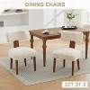 Vynxaria Set of 2 Fur Fabric Modern Armless Dining Chairs With Curved backrest and Solid Wooden Legs for Dining Room Living Room ,Ivory - 3 of 4
