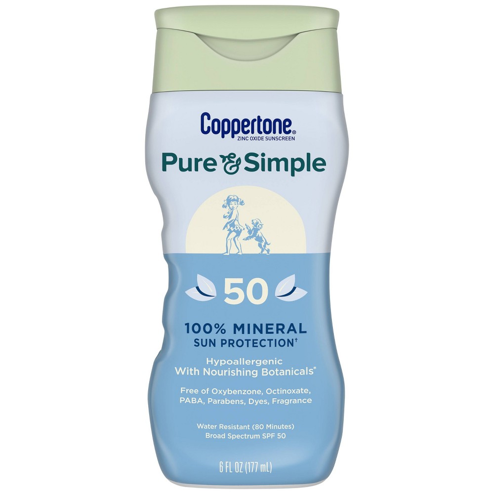 Photos - Cream / Lotion Coppertone Pure & Simple Mineral Sunscreen Lotion with Zinc Oxide - SPF 50