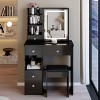 Vanity Table with Touch Sliding Tri-Color LED Mirror,Cushioned Stool and Storage Drawers for Bedroom–The Pop Home - 3 of 4