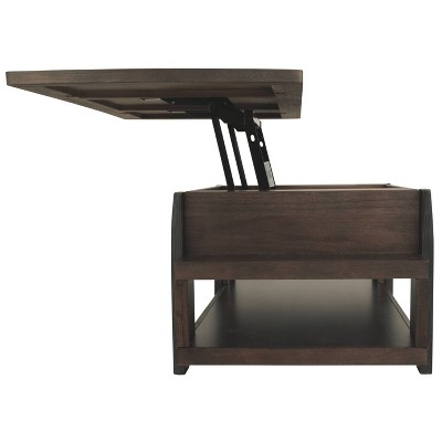 Modern Vailbry 48" Black/Brown Lift-Top Rectangular Cocktail Table
