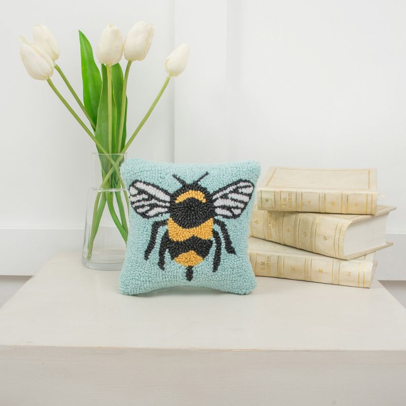 C&F Home 8" x 8" Bumble Bee Hooked Petite Throw Pillow, 3 of 6