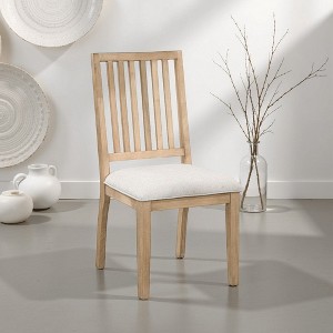 Royal Hampton Dining Side Chair Set of 2, Slatted Back, Natural Brown Wood - 1 of 4