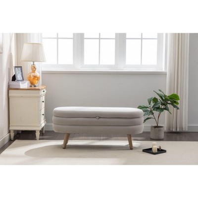 CAVINAS Storage Bench Velvet Accent Stools with Wood Legs for Bedroom and Entryway