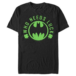 Men's Batman St. Patrick's Day Who Needs Luck Bat Logo T-Shirt - 1 of 4