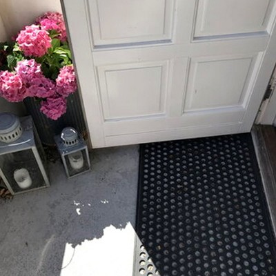 Harold Black Heavy-Duty Non-Slip Rubber Outdoor Door Mat - 24x16 Inches