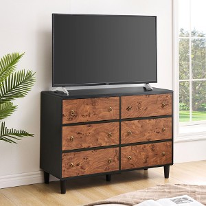 47" Drawer Dresser - Vintage Circle Handle Wood Chest, Curved Profile Design for Bedroom/Living Room - 1 of 4