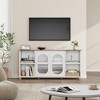 70" Boho TV Stand, Entertainment Center with Rattan Cabinet Doors, 4 Open Shelves & 2 Storage Cabinets, Mid-Century Modern TV Stands for Living Room - 4 of 4