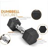 Rubber Coated Dumbbell Weight Set with Vertical Rack, Free Weights for Home Gym Strength Training - 4 of 4