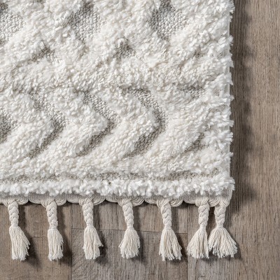 Cream Braided Synthetic Rectangular Area Rug 4' x 6'