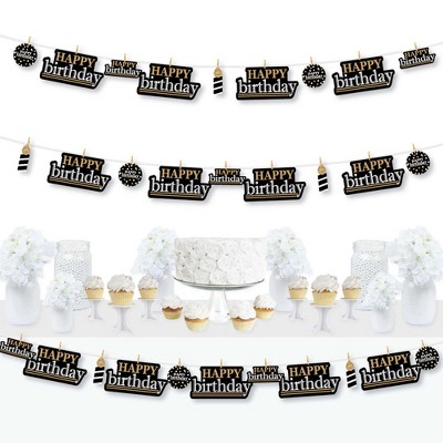 Big Dot of Happiness Adult Happy Birthday - Gold - Birthday Party DIY Decorations - Clothespin Garland Banner - 44 Pieces