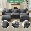 3-Seater Sectional Sofa with Footstool, Deep Corduroy Sofa, Double Cushions, Plush Back and Armrest Pillows, Comfortable Cloud Sofa for Living Room - 3 of 4