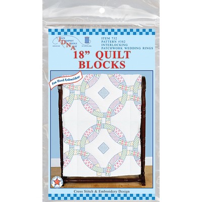 Jack Dempsey Stamped White Quilt Blocks 18"X18" 6/Pkg-Patchwork Wedding Rings