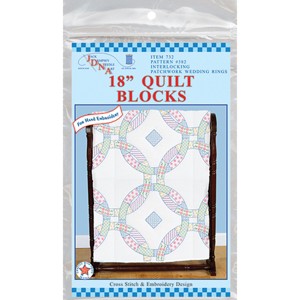 Jack Dempsey Stamped White Quilt Blocks 18"X18" 6/Pkg-Patchwork Wedding Rings - 1 of 3