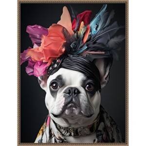 Amanti Art The Regal French Bulldog by Mowzu  Framed Canvas Wall Art - 1 of 4