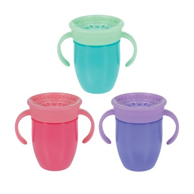 Nuby 5oz 2 Handle 360 Cup - Girl - 3pk