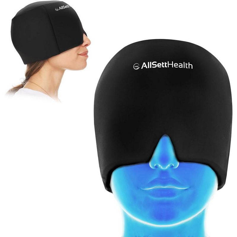 Allsett Health Migraine Relief Cap, One Size Fits All | Hot/Cold Gel Compress, Built in Face and Eye Mask, Hangover, Sinus, and Stress  Relief, 1 of 7