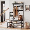 Acekool Parent-Child Hall Tree with Bench and Shoe Storage, Family Entryway Organizer with Coat Rack, Cubbies, Hooks & Shelf, Industrial Style - 2 of 4