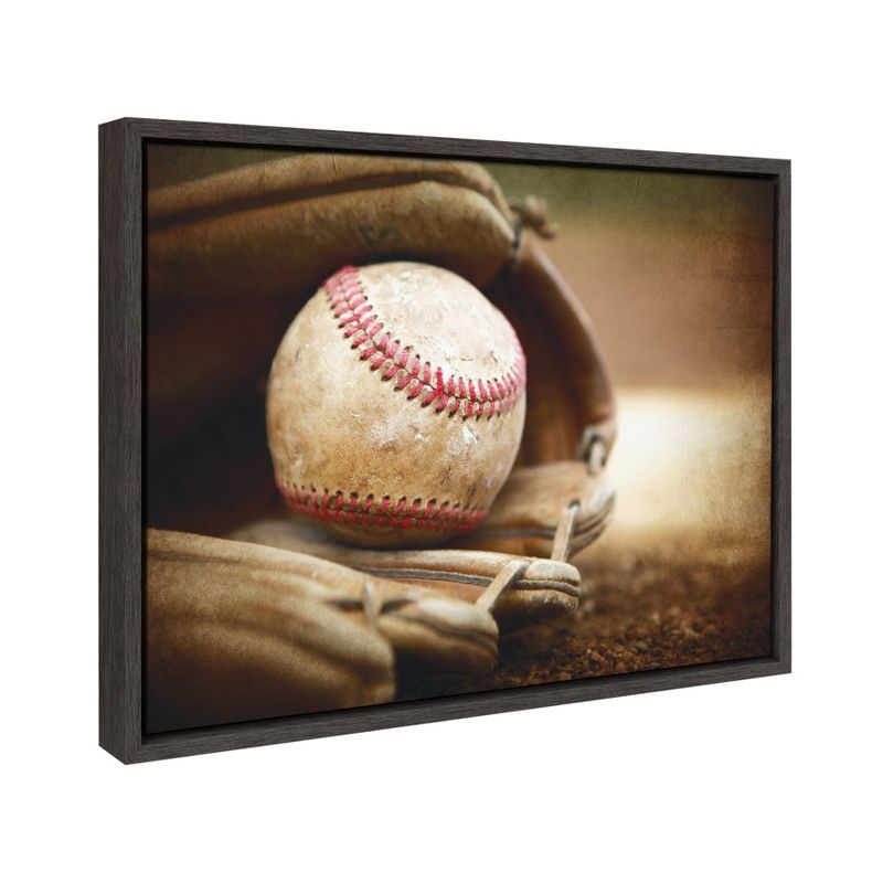 18&#34; x 24&#34; Sylvie Baseball Glove Framed Canvas by Shawn St. Peter Gray - DesignOvation, 3 of 10