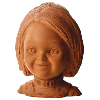 Terracotta Chucky Decorative Planter with Green Chia Hair