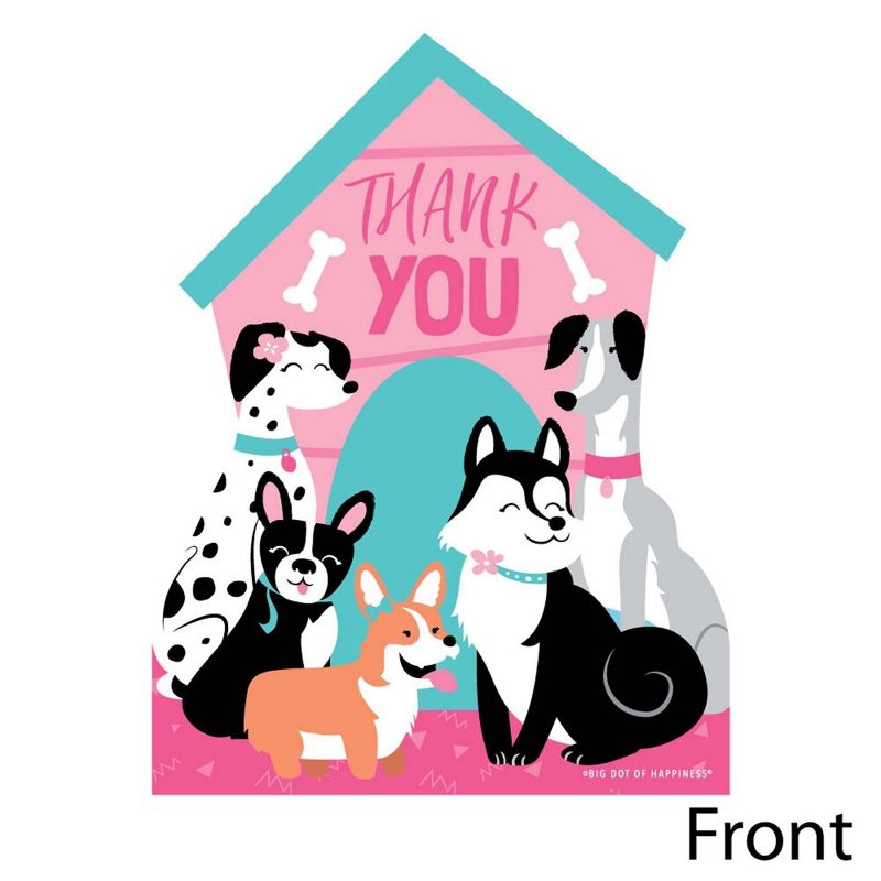 Big Dot of Happiness Pawty Like a Puppy Girl - Shaped Thank You Cards - Pink Dog Baby Shower or Birthday Party Thank You Cards & Envelopes - Set of 12, 3 of 9