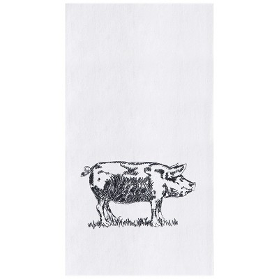 C&F Home Barnyard Pig Flour Sack Embroidered Cotton Kitchen Towel