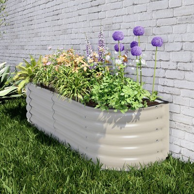 Aoodor Metal Raised Garden Bed - 60'' x 14.5'' x 17''(H) - Perfect Fusion of Aesthetics and Practicality - Beige