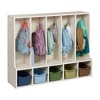 ECR4Kids Streamline 5-Section Coat Locker with Bench and Scoop Front Storage Bins, Toddler Size, White Wash - 4 of 4