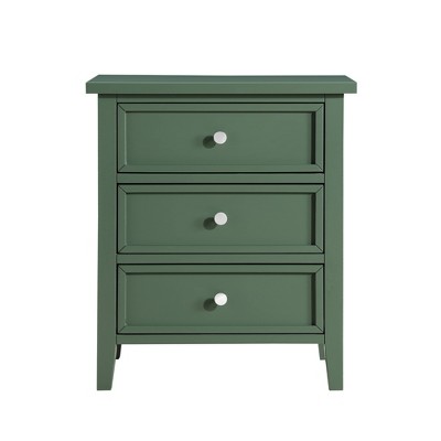 Lennon Vintage Green 3-Drawer Wood Nightstand