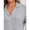 cheibear Women's Button Down Nightgown Strechy Knit Long Sleeves Nightshirt Shirtdress - 4 of 4