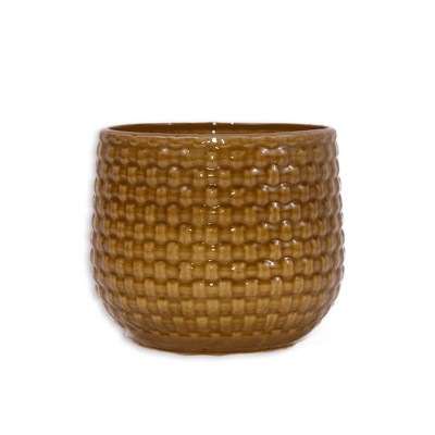 SpassWay 9" Dia Outdoor Indoor Ceramic Planter Pot Decorative Planter with Drainage Hole Patio Flower Pot