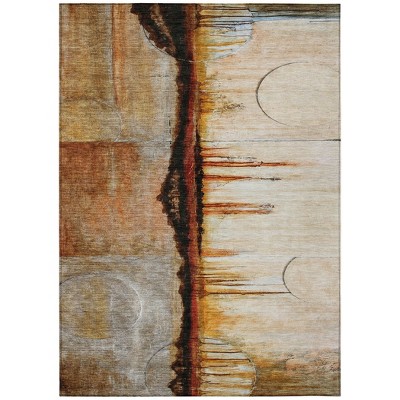 HomeRoots 5' X 8' Rust And Charcoal Abstract Washable Indoor Outdoor Area Rug