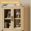 72" Tall Arched Bookshelf Cabinet, Modern Farmhouse Wood Bookcase with 4 Glass Doors & Open Shelf - 4 of 4