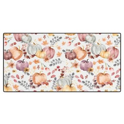 Ninola Design Pumpkins Fall Floral Ecru Desk Mat - Deny Designs