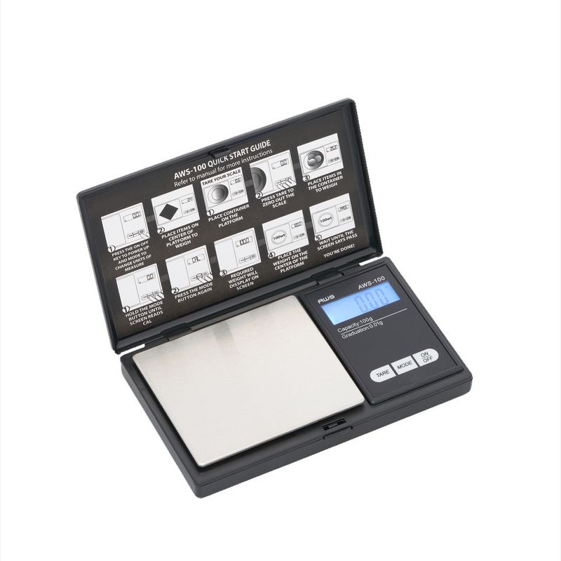 American Weigh Scales Portable Pocket Weight Scale Digital Backlit LCD Display One-Touch Calibration 100g x 0.01g, 1 of 7